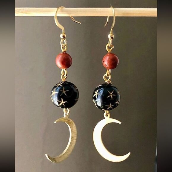 Boho moon earrings S645 - Picture 1 of 4
